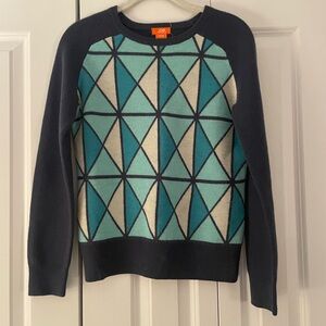 Joe Fresh Women's Geometric Sweater - Blue and Cream